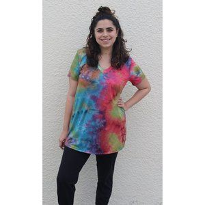 Heimish Teal Coral Tie Dye Top